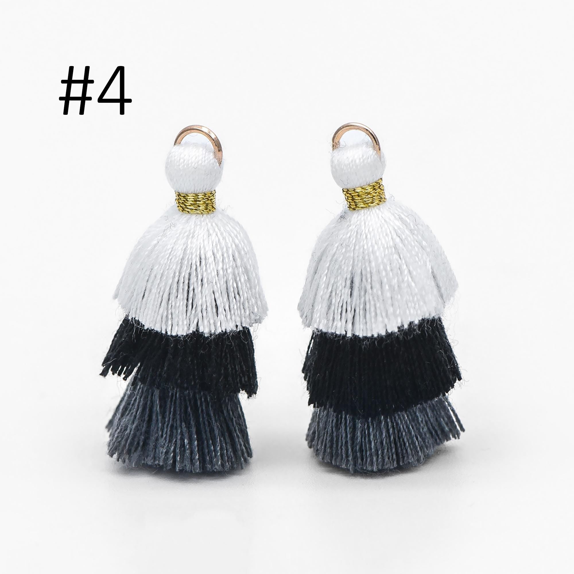 10pcs Tiered Cotton Tassels 31mm, 3 Layers Tassel Charms for Earrings, Keychain Jewelry Tassel Pendants (FB-019)