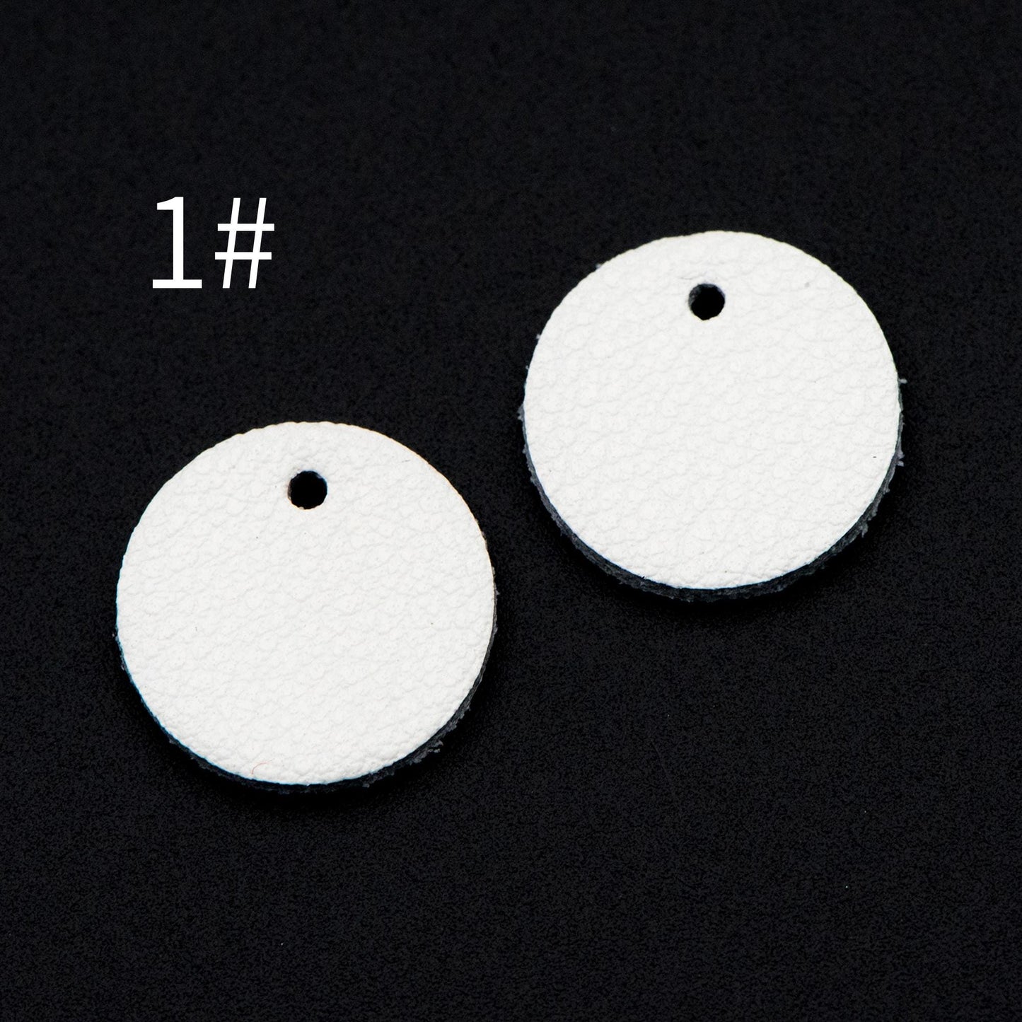 10pcs Genuine Leather Round Charms 15mm, Flat Coin Disc Geometric Pendants, DIY Components for Earrings, (FB-062)