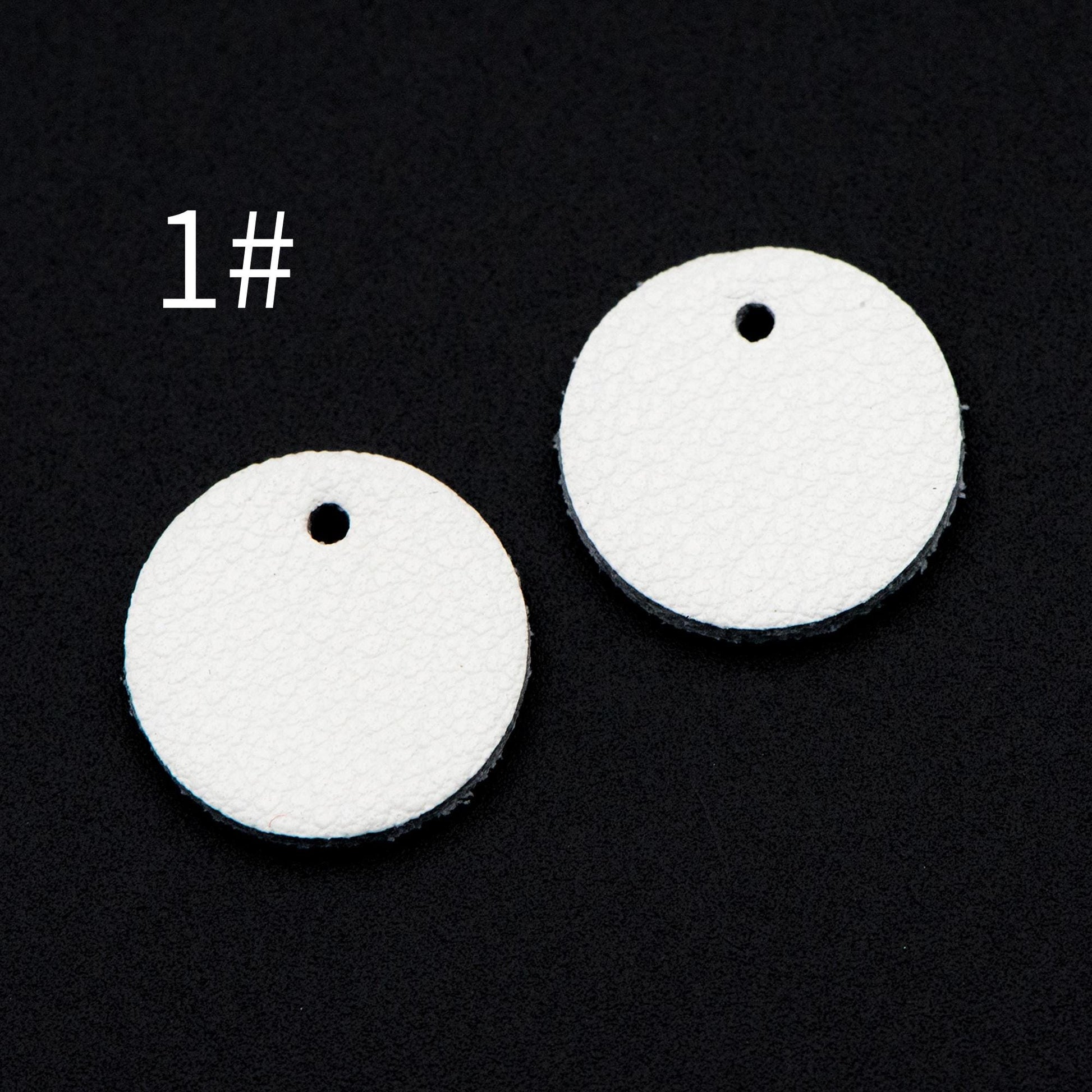 10pcs Genuine Leather Round Charms 15mm, Flat Coin Disc Geometric Pendants, DIY Components for Earrings, (FB-062)
