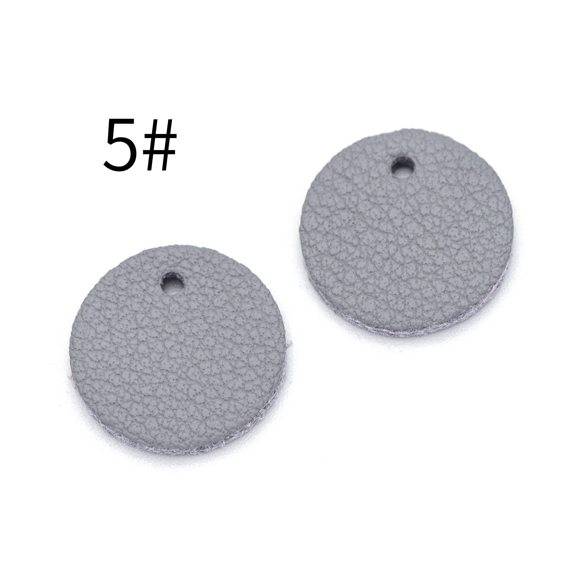 10pcs Genuine Leather Round Charms 15mm, Flat Coin Disc Geometric Pendants, DIY Components for Earrings, (FB-062)