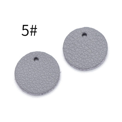 10pcs Genuine Leather Round Charms 15mm, Flat Coin Disc Geometric Pendants, DIY Components for Earrings, (FB-062)