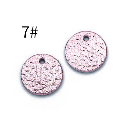 10pcs Genuine Leather Round Charms 15mm, Flat Coin Disc Geometric Pendants, DIY Components for Earrings, (FB-062)