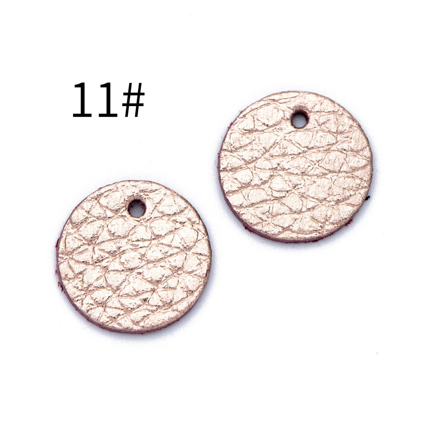 10pcs Genuine Leather Round Charms 15mm, Flat Coin Disc Geometric Pendants, DIY Components for Earrings, (FB-062)