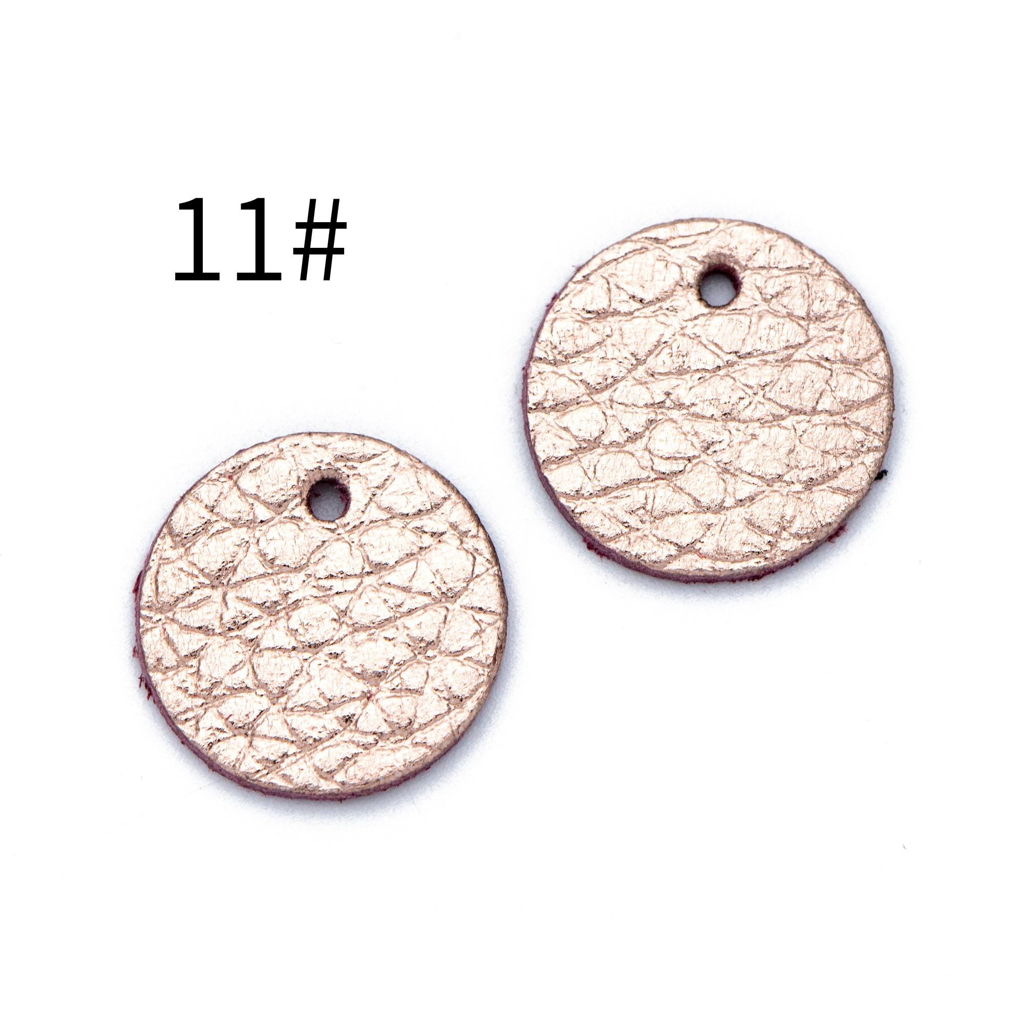 10pcs Genuine Leather Round Charms 15mm, Flat Coin Disc Geometric Pendants, DIY Components for Earrings, (FB-062)