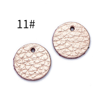 10pcs Genuine Leather Round Charms 15mm, Flat Coin Disc Geometric Pendants, DIY Components for Earrings, (FB-062)