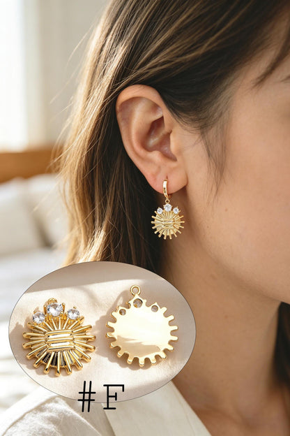 4pcs Gold Round Sun Charms , 18K Gold plated Brass, Disk Sun Pendants (GB-1232)