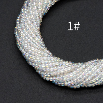 175pcs Smooth Round Glass beads 2mm, Metallic Color beads, 14" Strand (GM-038)