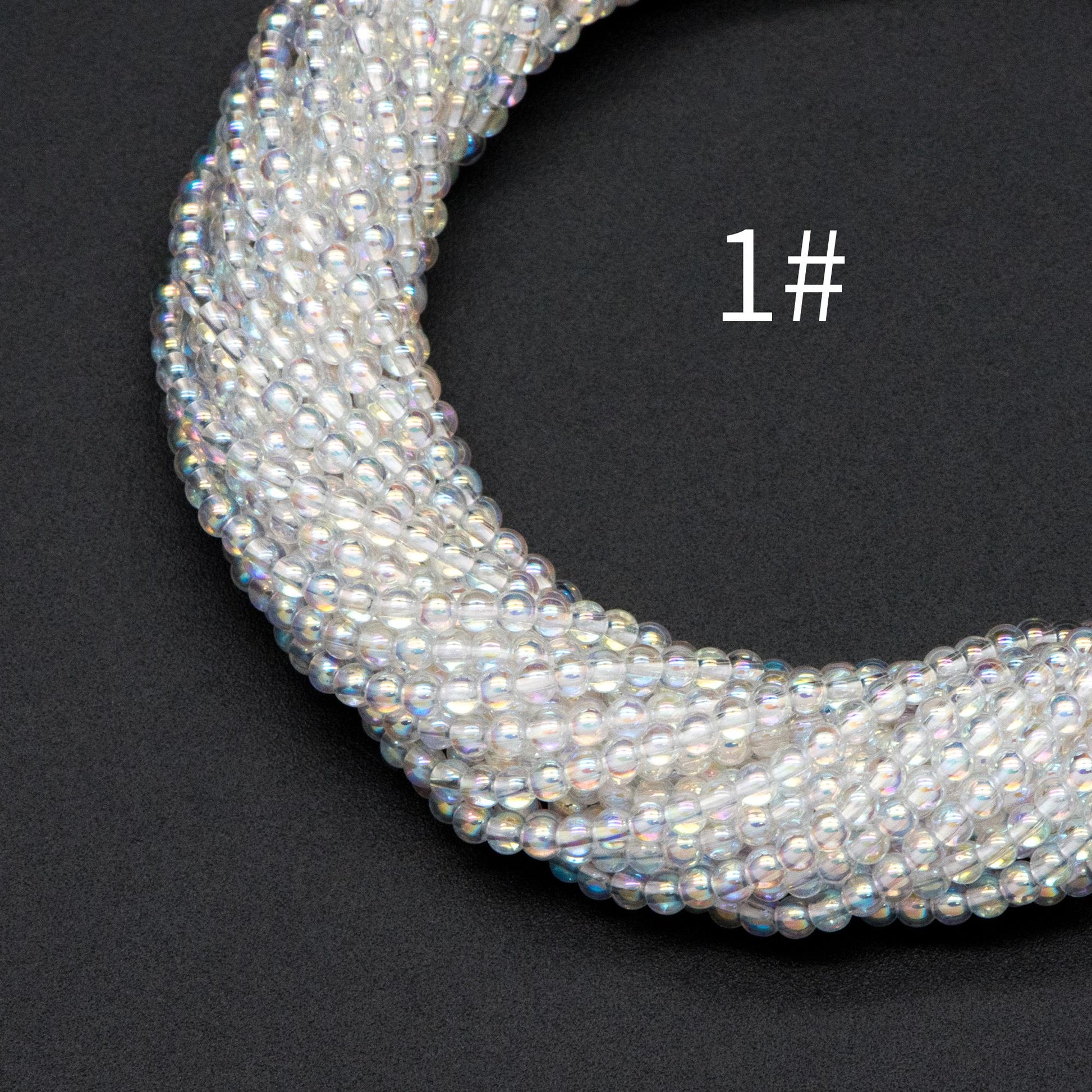 175pcs Smooth Round Glass beads 2mm, Metallic Color beads, 14" Strand (GM-038)
