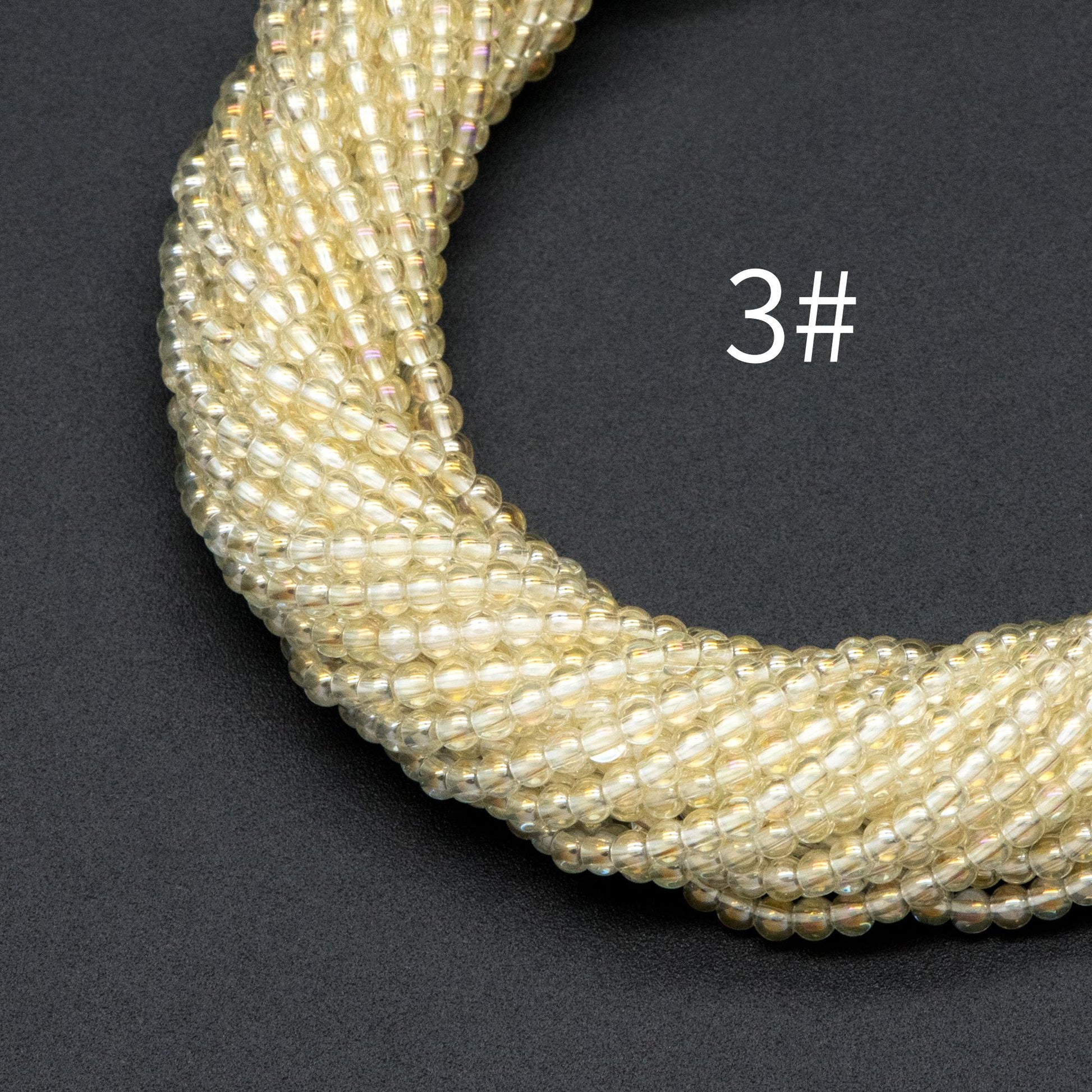 175pcs Smooth Round Glass beads 2mm, Metallic Color beads, 14" Strand (GM-038)
