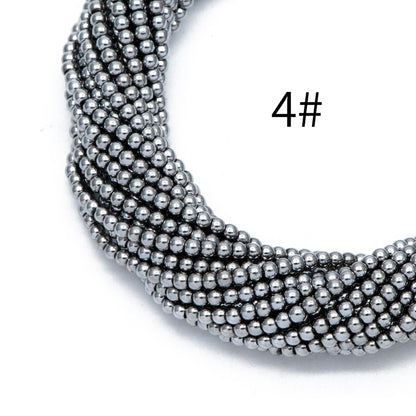 175pcs Smooth Round Glass beads 2mm, Metallic Color beads, 14" Strand (GM-038)