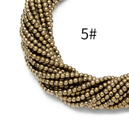 175pcs Smooth Round Glass beads 2mm, Metallic Color beads, 14" Strand (GM-038)