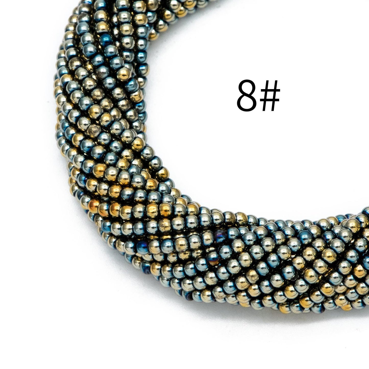 175pcs Smooth Round Glass beads 2mm, Metallic Color beads, 14" Strand (GM-038)