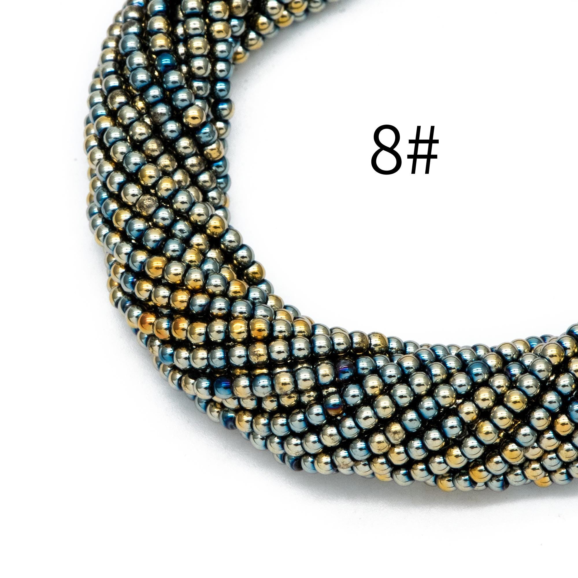 175pcs Smooth Round Glass beads 2mm, Metallic Color beads, 14" Strand (GM-038)