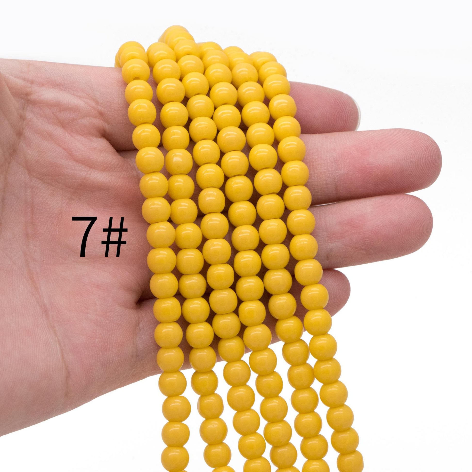 65pcs Smooth Round Glass beads 6mm, Full strand (GM-043)