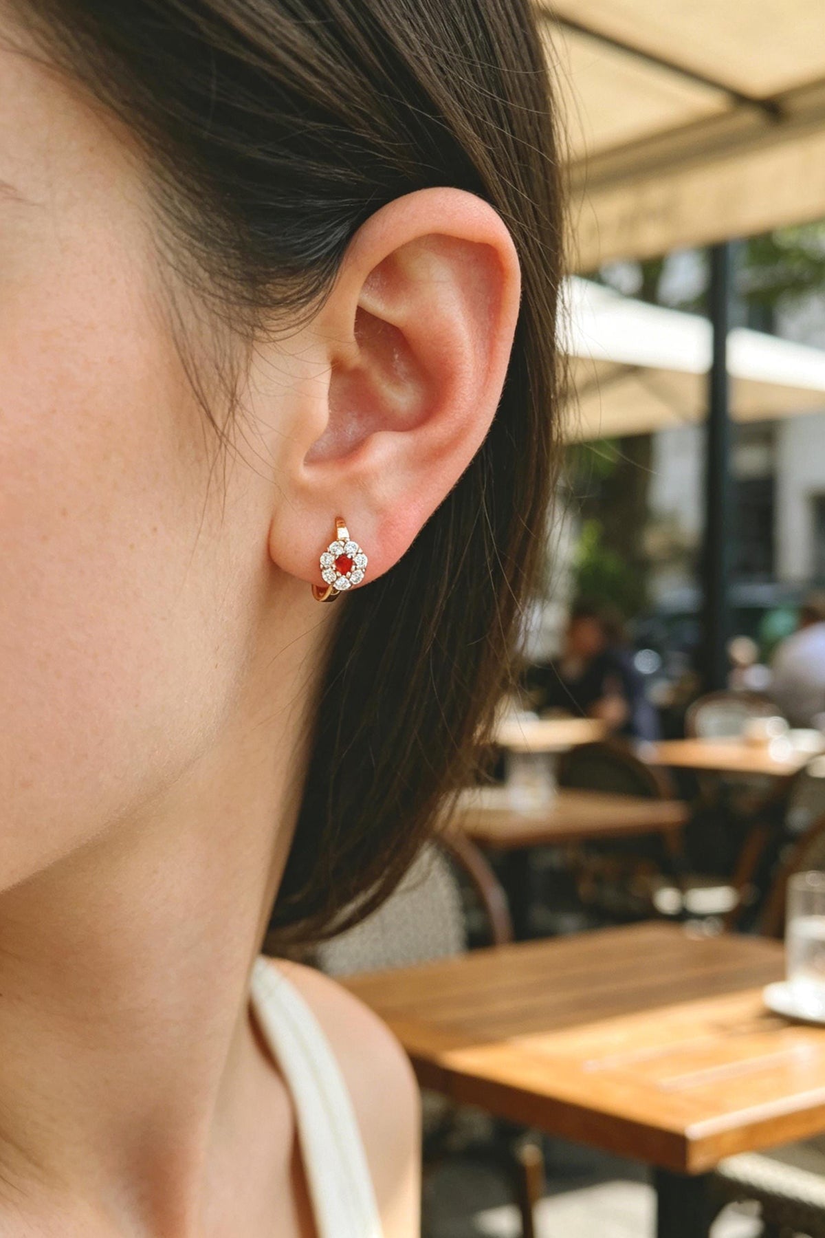 4pcs CZ Pave Tiny Hoop Earrings, Dainty Huggie Earrings, Minimalist Earring, Small Gold Hoops Earring (GB-3399)