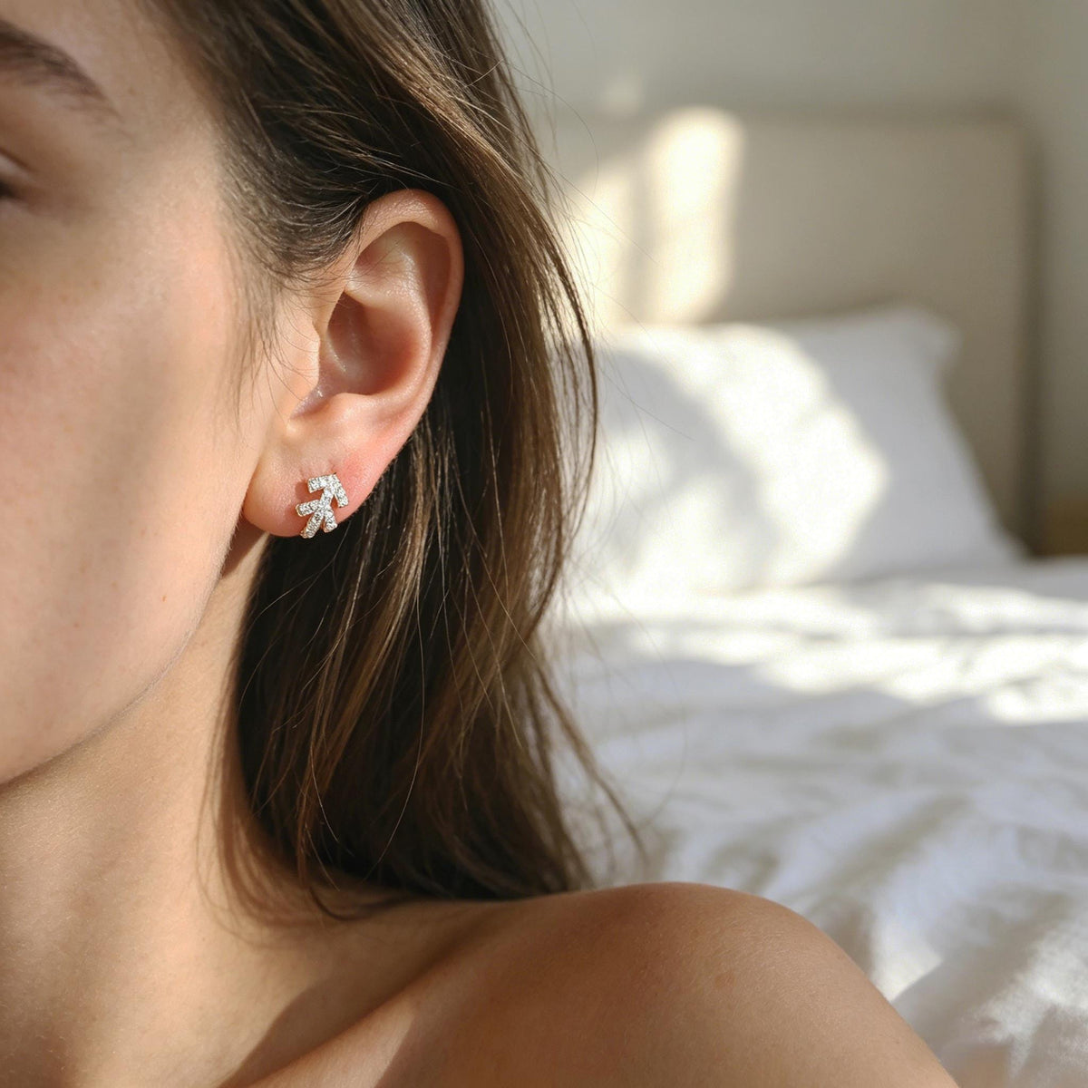 4pcs CZ Pave Tiny Hoop Earrings, Dainty Huggie Earrings, Minimalist Earring, Small Gold Hoops Earring (GB-3399)