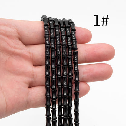48pcs Smooth Tube Glass beads 4x8mm, Bamboo Shaped Crystal Beads, Multi Colors (GM-049)
