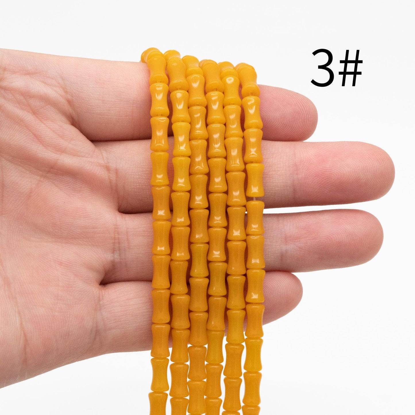 48pcs Smooth Tube Glass beads 4x8mm, Bamboo Shaped Crystal Beads, Multi Colors (GM-049)