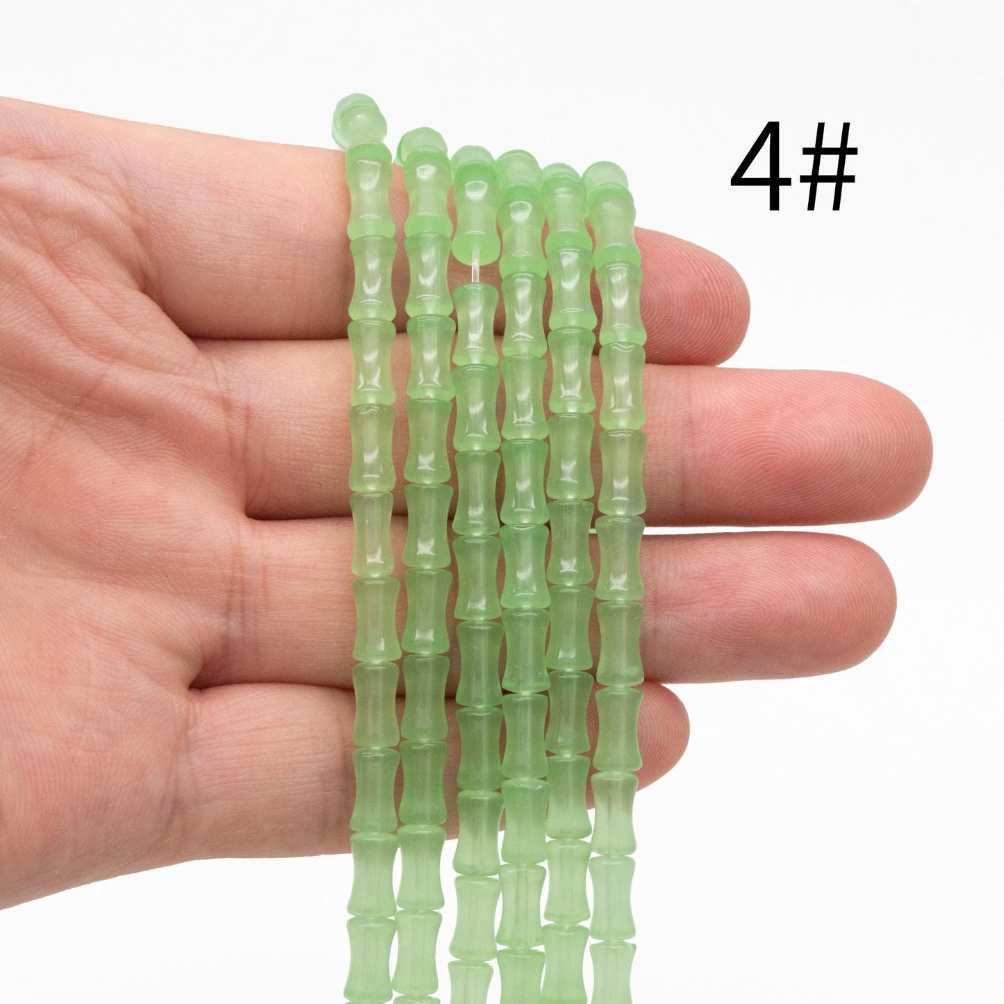 48pcs Smooth Tube Glass beads 4x8mm, Bamboo Shaped Crystal Beads, Multi Colors (GM-049)