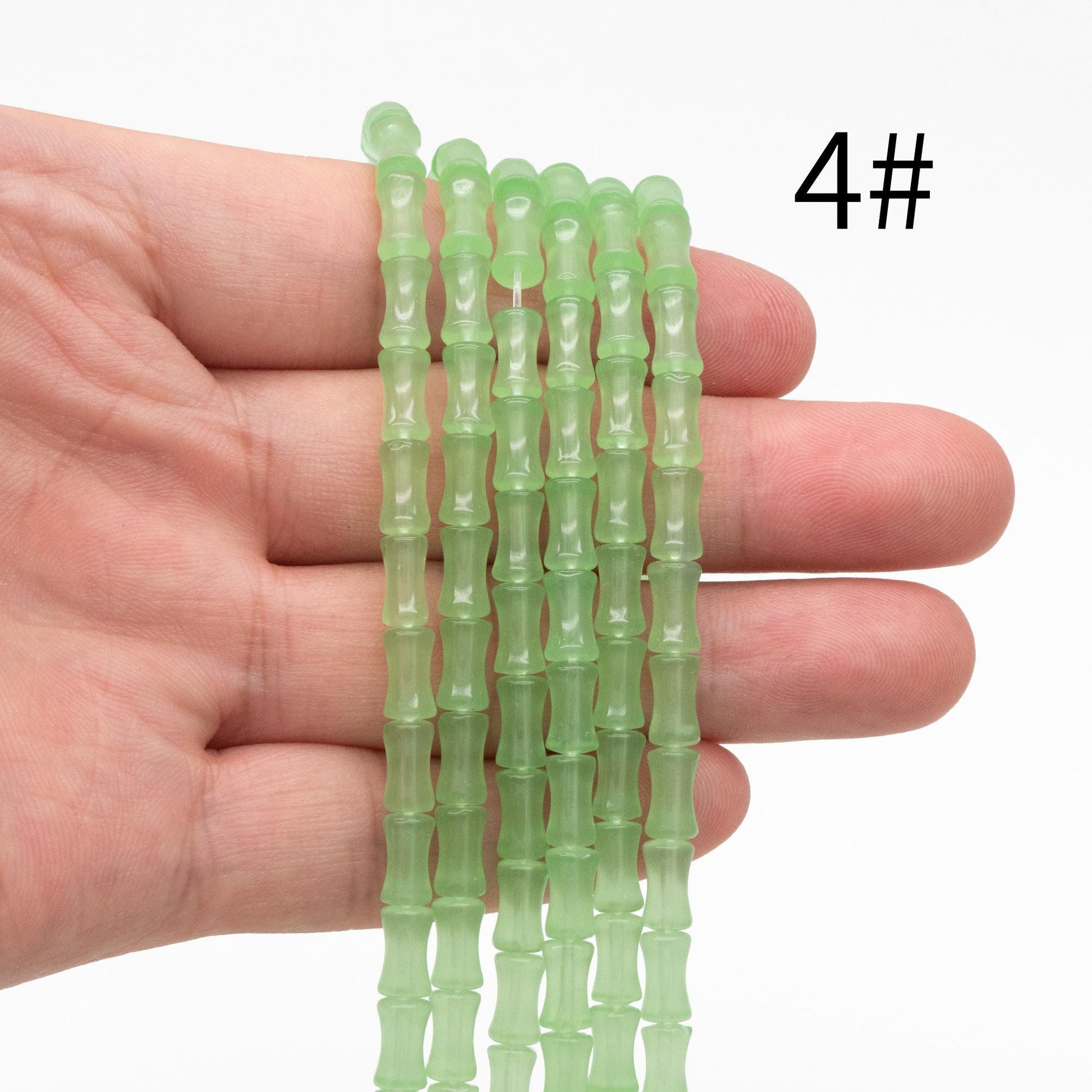 48pcs Smooth Tube Glass beads 4x8mm, Bamboo Shaped Crystal Beads, Multi Colors (GM-049)