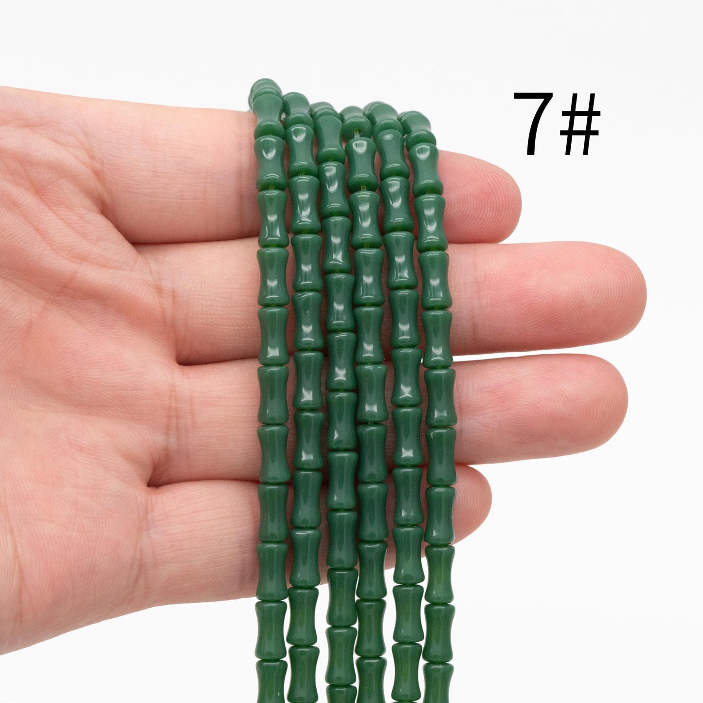48pcs Smooth Tube Glass beads 4x8mm, Bamboo Shaped Crystal Beads, Multi Colors (GM-049)