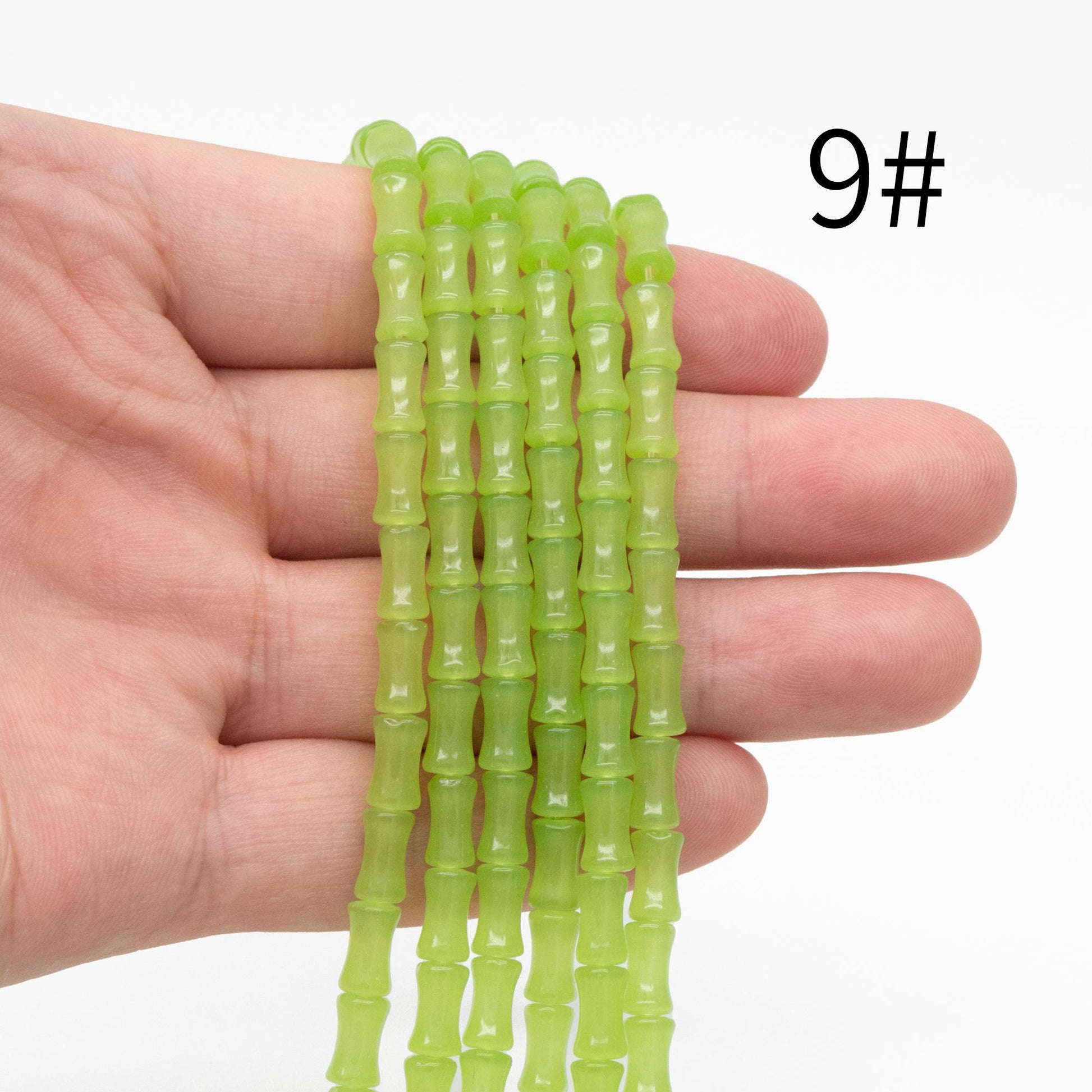 48pcs Smooth Tube Glass beads 4x8mm, Bamboo Shaped Crystal Beads, Multi Colors (GM-049)