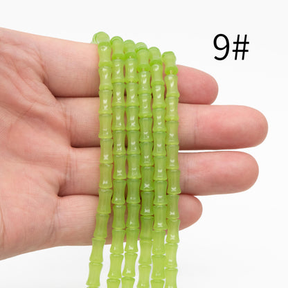 48pcs Smooth Tube Glass beads 4x8mm, Bamboo Shaped Crystal Beads, Multi Colors (GM-049)