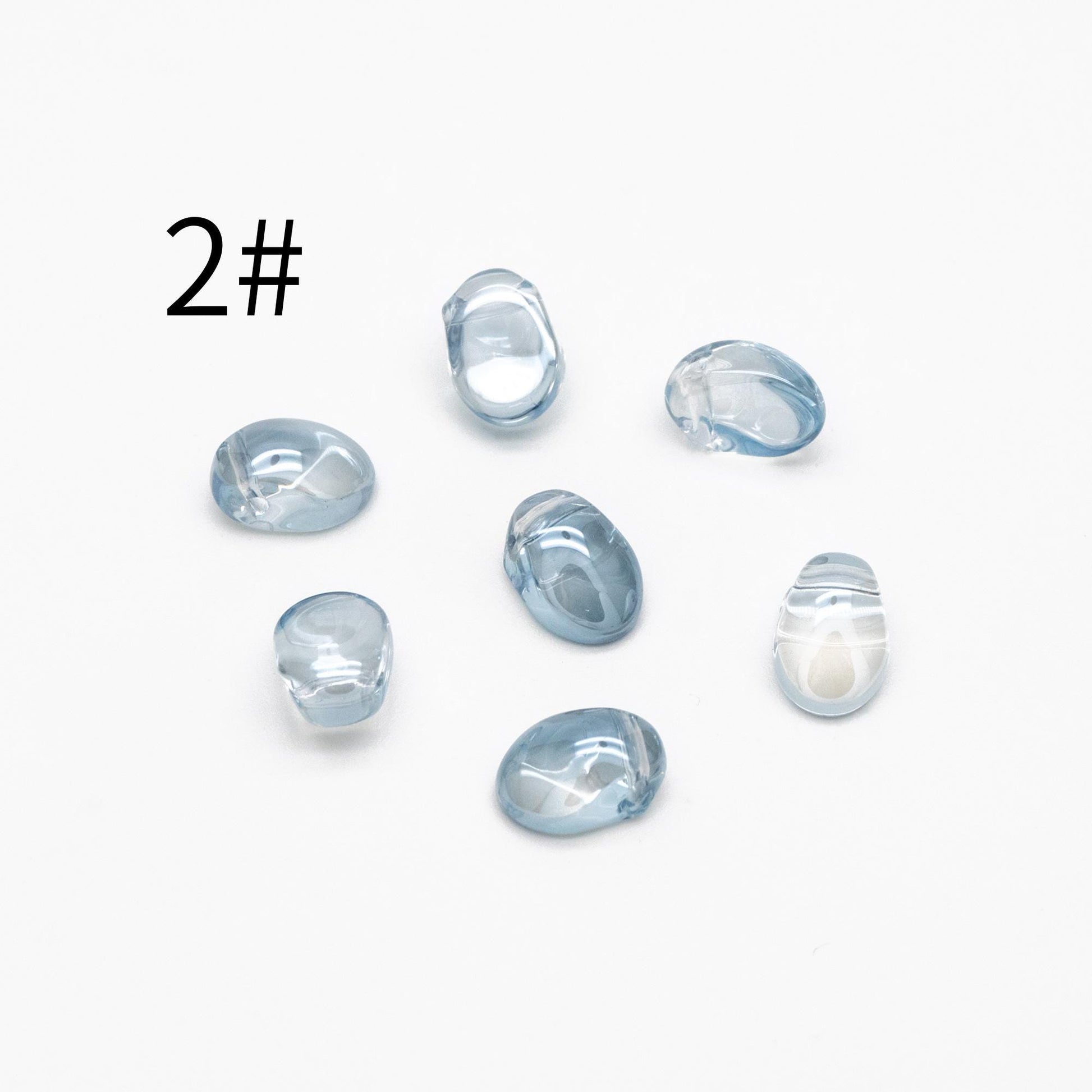 50 beads- Crystal Glass Leaf Beads, Unique Shaped Teardrop Beads, Multi Colors (#GM-033)