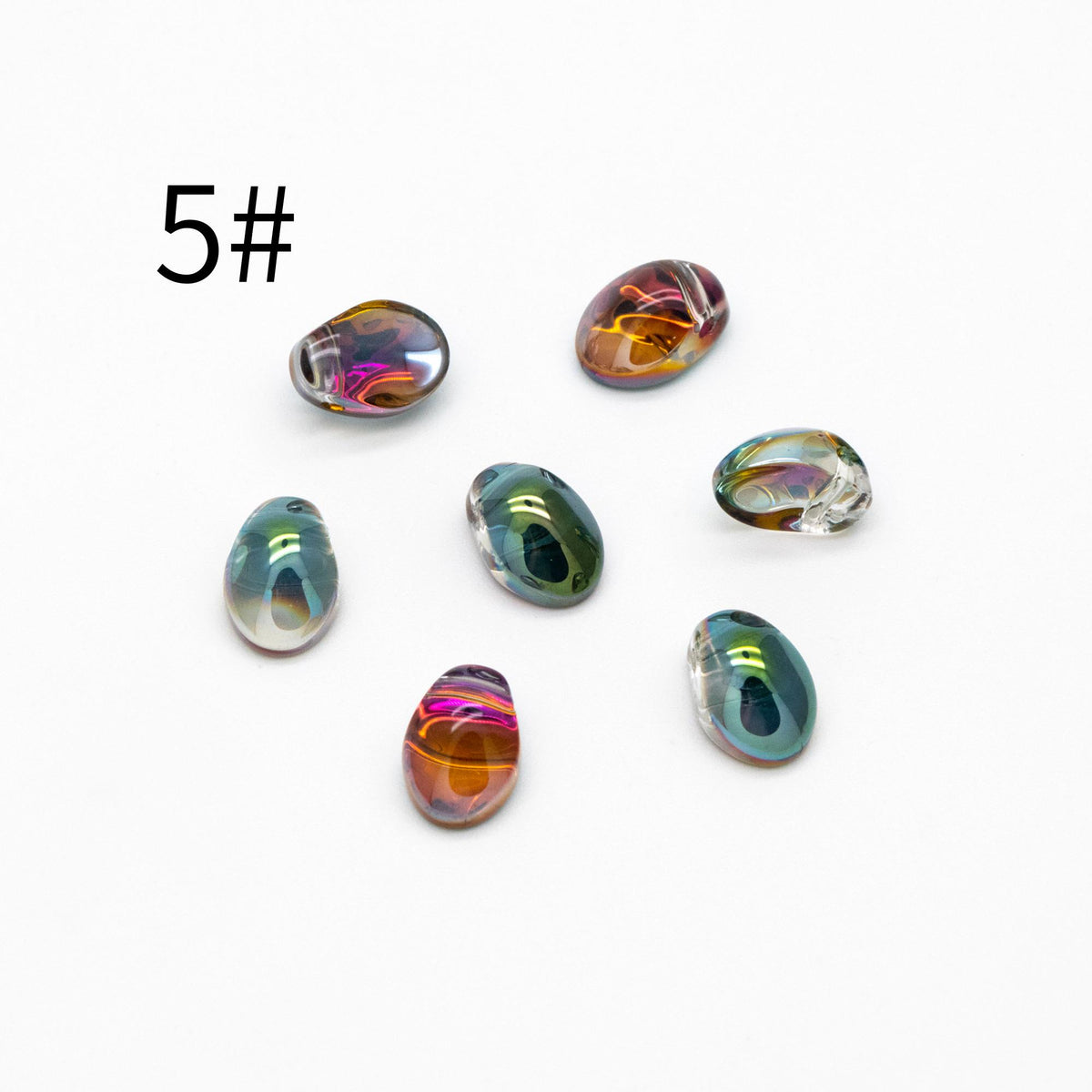 50 beads- Crystal Glass Leaf Beads, Unique Shaped Teardrop Beads, Multi Colors (#GM-033)