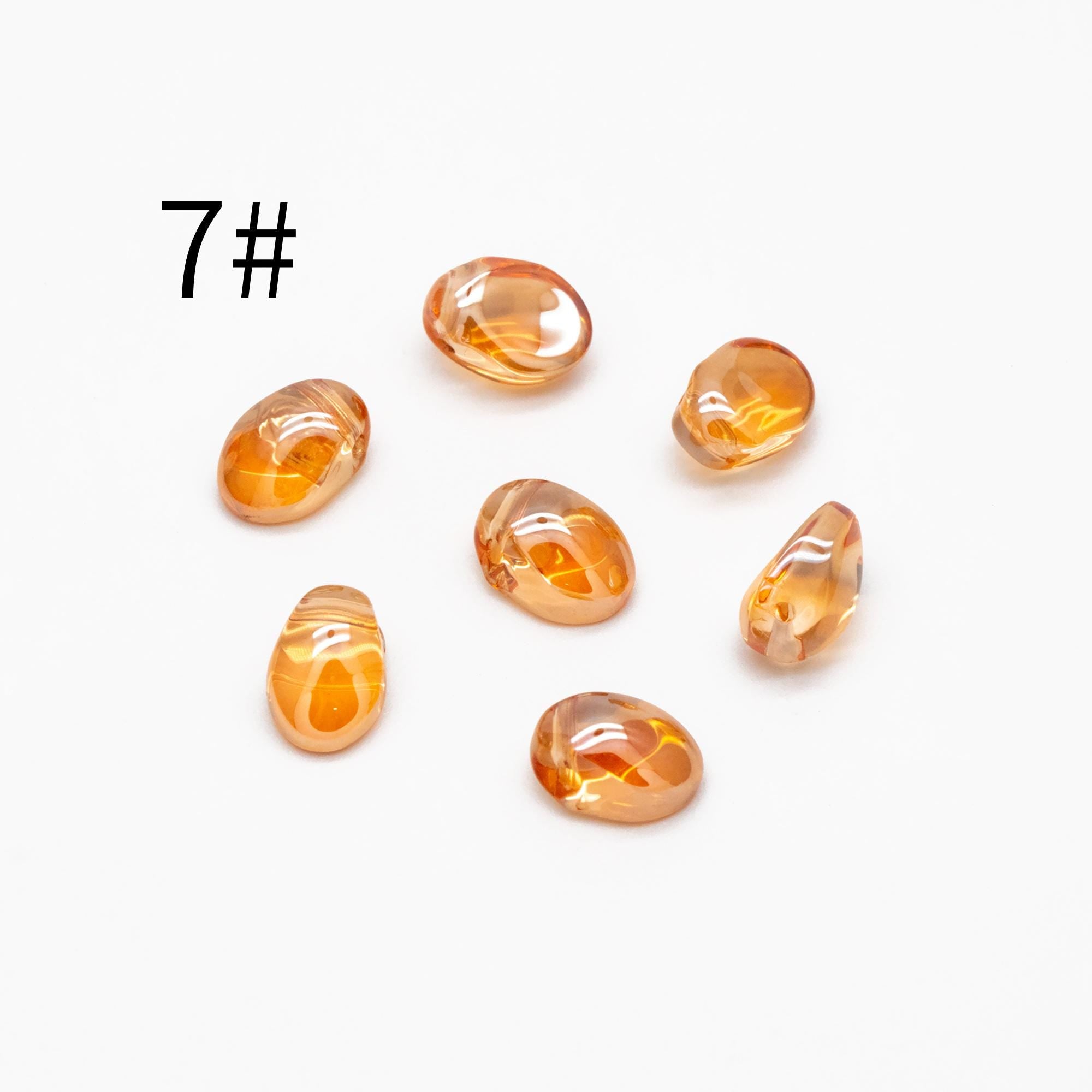 50 beads- Crystal Glass Leaf Beads, Unique Shaped Teardrop Beads, Multi Colors (#GM-033)