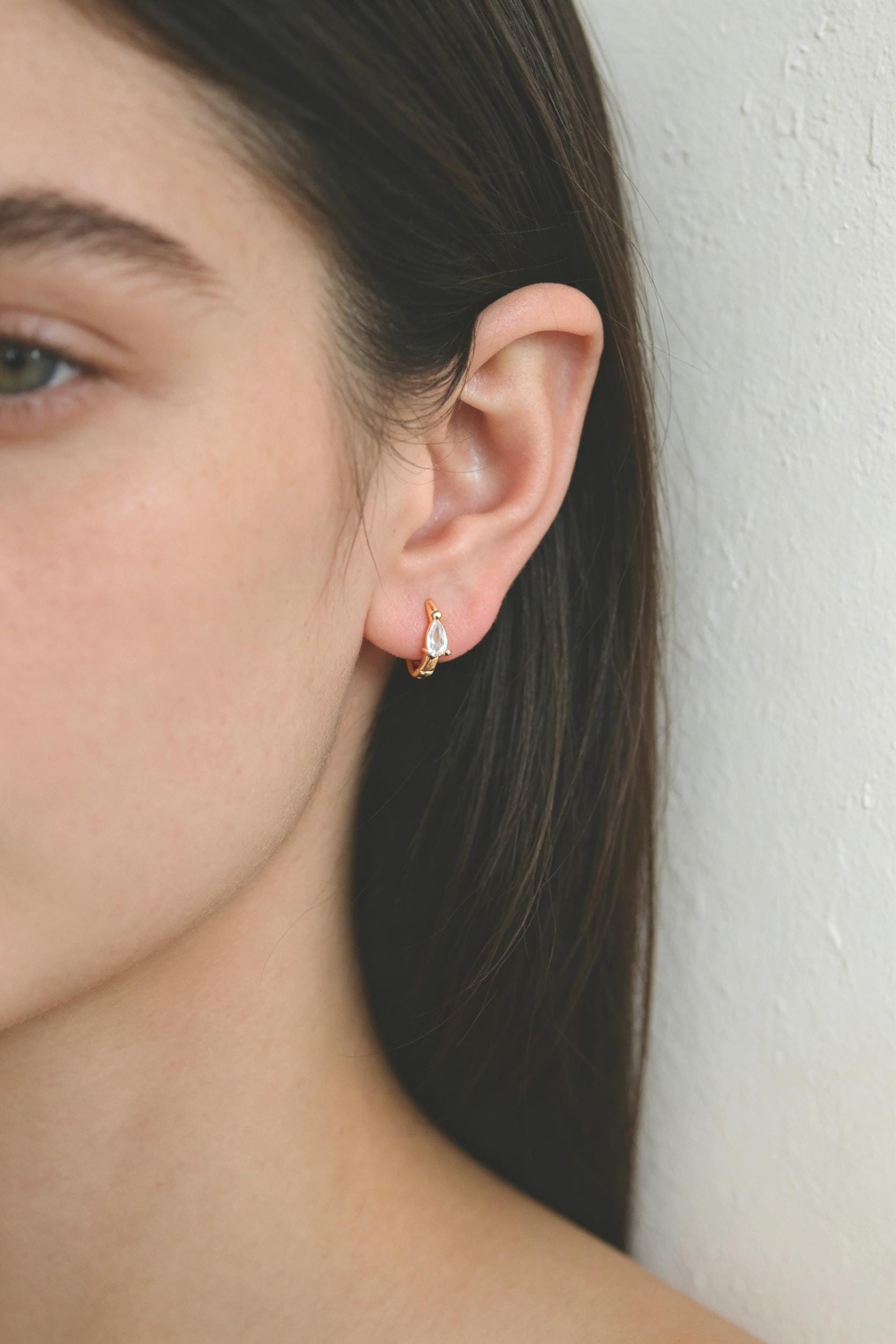 4pcs CZ Pave Hoop Earrings, Dainty Huggie Earrings, Minimalist Earring, Small Gold Hoops Earring (GB-3467)