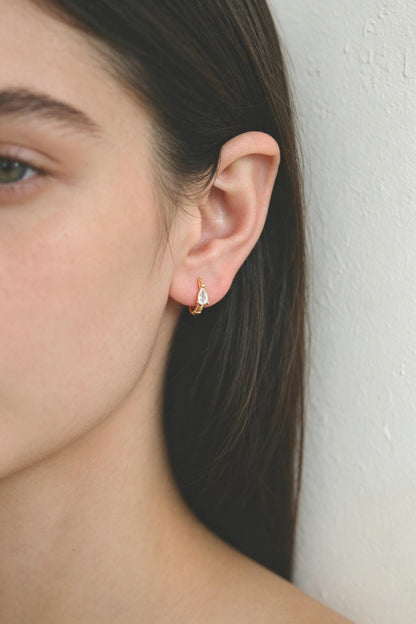 4pcs CZ Pave Hoop Earrings, Dainty Huggie Earrings, Minimalist Earring, Small Gold Hoops Earring (GB-3467)