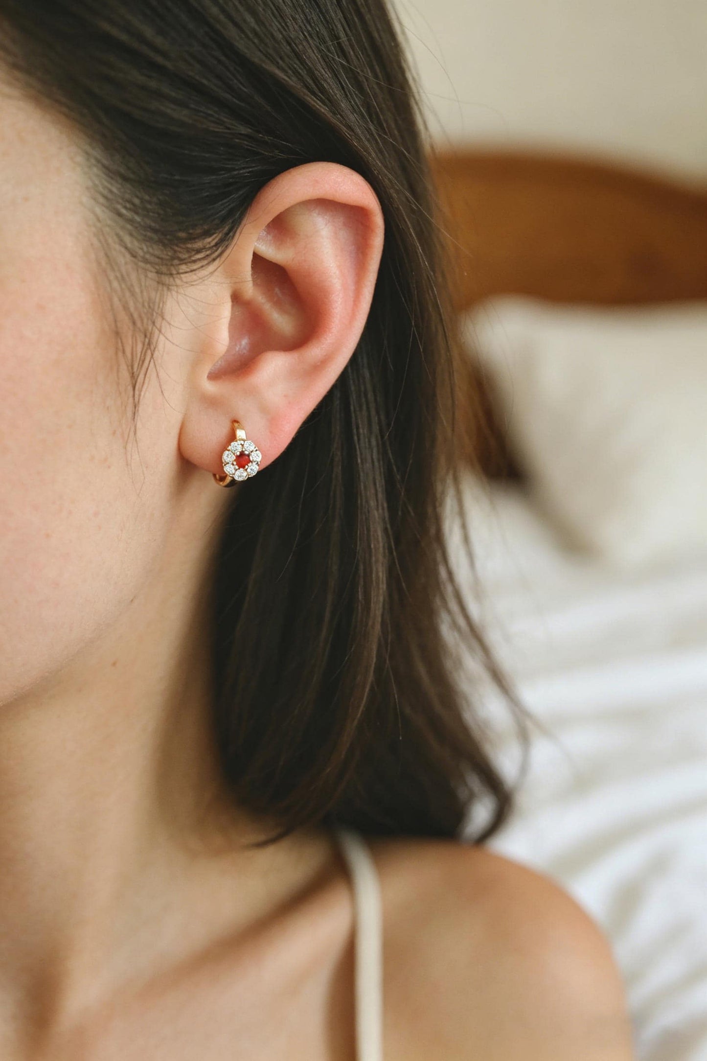 4pcs CZ Pave Tiny Hoop Earrings , Dainty Huggie Earrings, Minimalist Earring, Small Gold Hoops Earring (GB-3477)