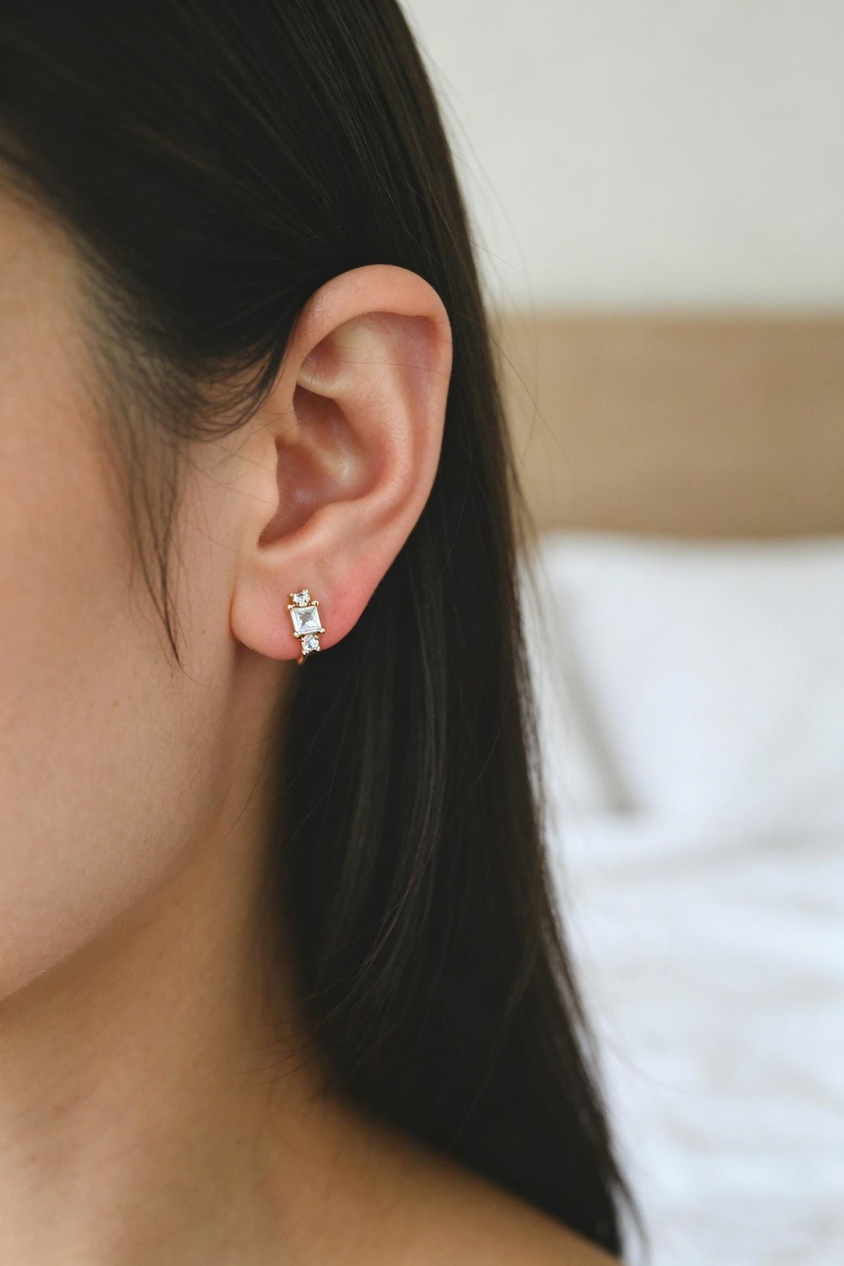 4pcs CZ Pave Tiny Hoop Earrings , Dainty Huggie Earrings, Minimalist Earring, Small Gold Hoops Earring (GB-3477)