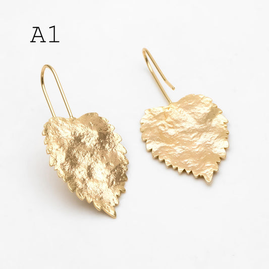 Gold/ Silver Tone Leaf Ear Hooks, Simple Earwires Earring Components (GB-3323)