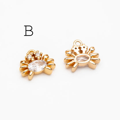 4pcs CZ Pave Gold/ Silver Tiny Marine Animal Charm, Ocean Charm, Earring Charm, Beach Jewelry (GB-3781)