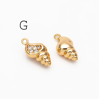 4pcs CZ Pave Gold/ Silver Tiny Marine Animal Charm, Ocean Charm, Earring Charm, Beach Jewelry (GB-3781)