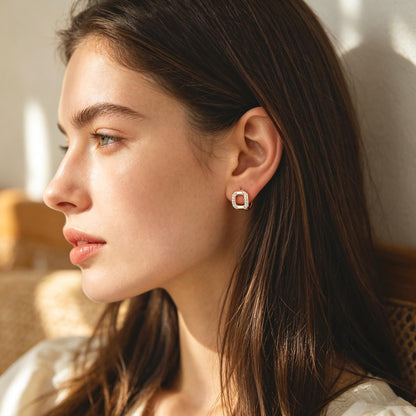4pcs CZ Pave Hoop Earrings, 18K Real Gold plated Huggie Earrings (GB-3894)