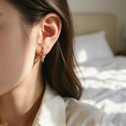 4pcs Gold Click-in Style Stud Earring, Leverback Earring with Loop, Earring Finding Wholesale (GB-3904)