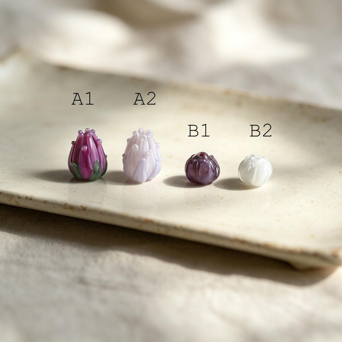 Handmade Flower Glass Beads for Jewelry, DIY Floral Beads for Bracelets, Necklaces & Earrings, Lampwork Beads (GM-052)