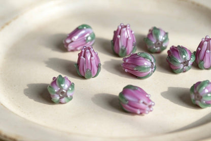 Handmade Flower Glass Beads for Jewelry, DIY Floral Beads for Bracelets, Necklaces & Earrings, Lampwork Beads (GM-052)