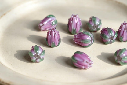 Handmade Flower Glass Beads for Jewelry, DIY Floral Beads for Bracelets, Necklaces & Earrings, Lampwork Beads (GM-052)
