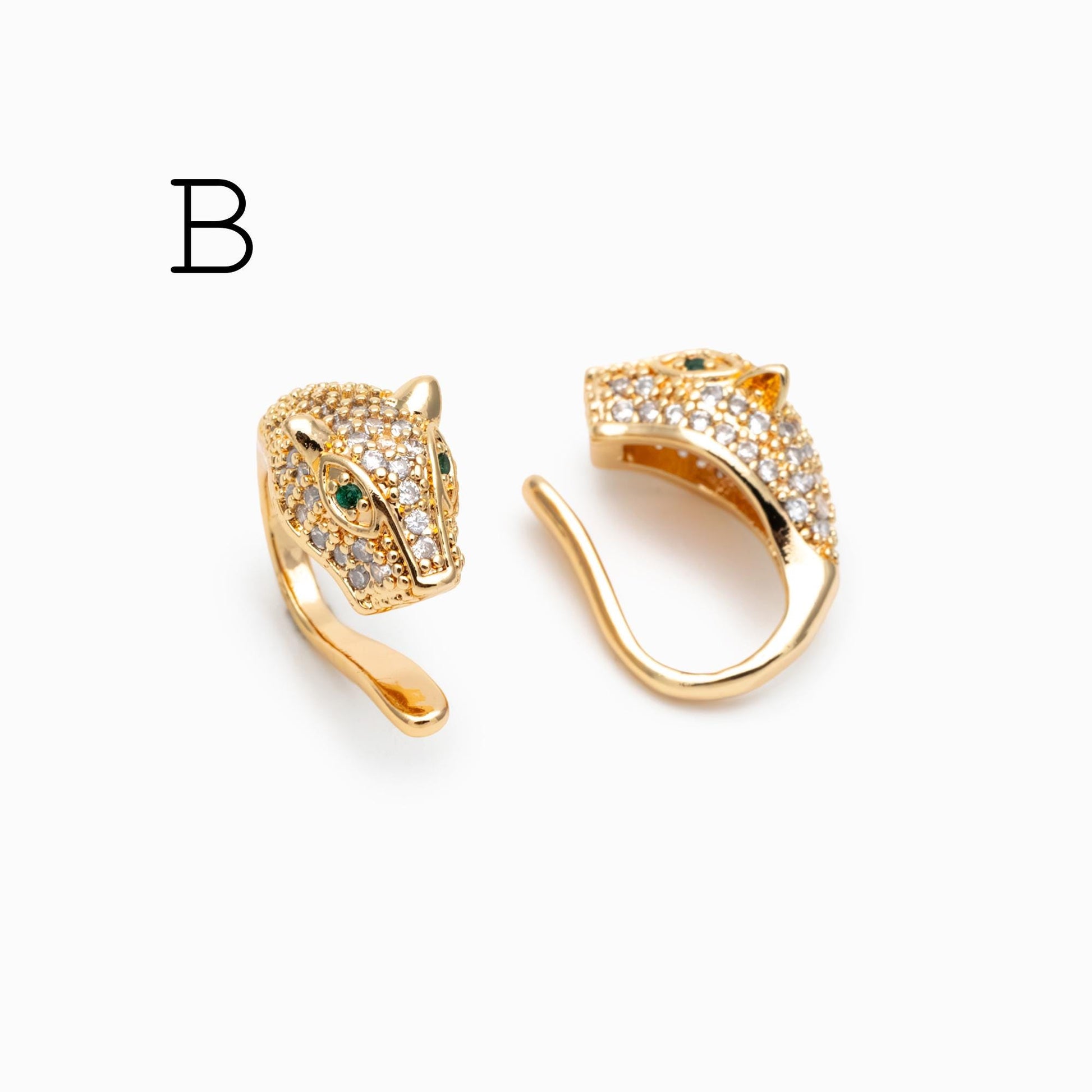 2pcs CZ Pave Gold Ear Cuff, Cartilage, Dainty Earcuff Earring (GB-1665)