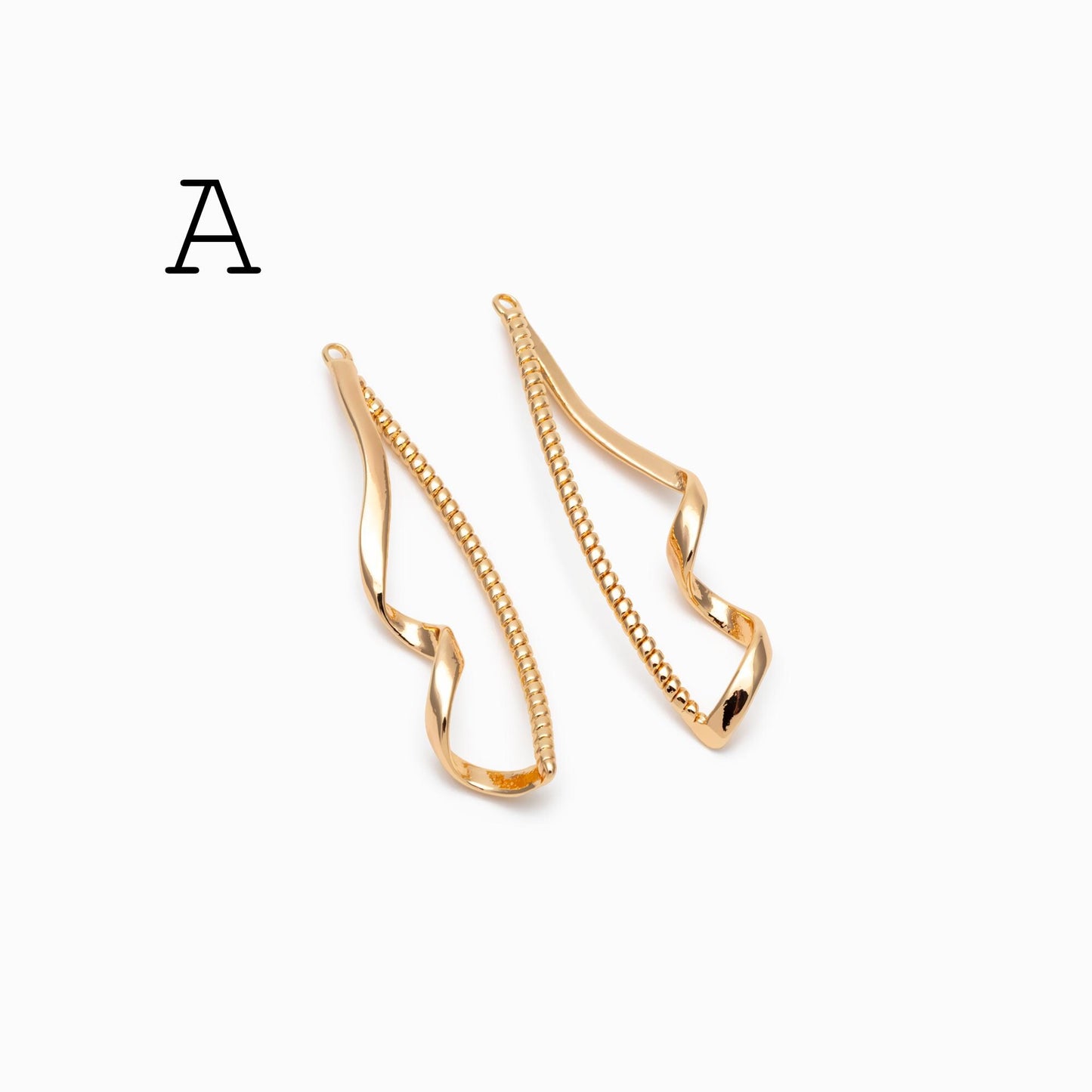 10pcs Gold/ Silver Earring Wire Charms, Gold/ Rhodium plated Brass Chain Bar Pendants, Earwire Connector Findings (GB-454)