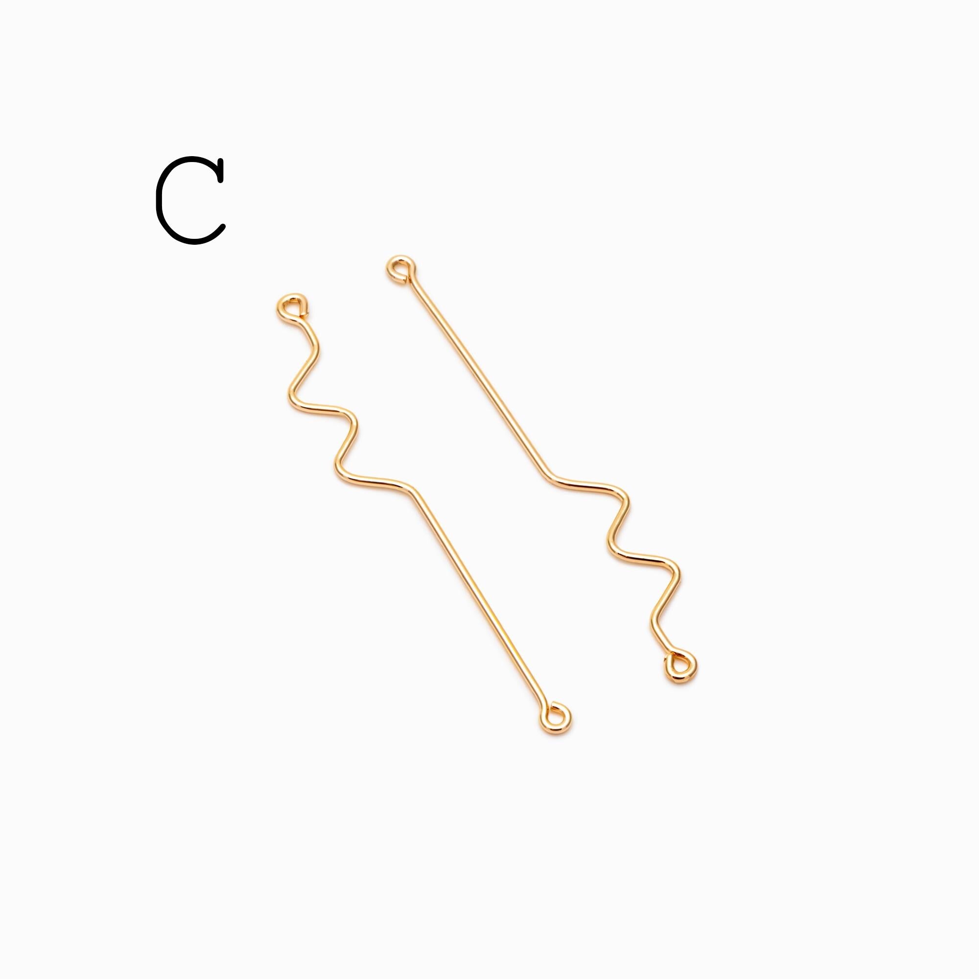 10pcs Gold/ Silver Earring Wire Charms, Gold/ Rhodium plated Brass Chain Bar Pendants, Earwire Connector Findings (GB-454)