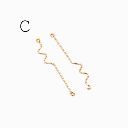 10pcs Gold/ Silver Earring Wire Charms, Gold/ Rhodium plated Brass Chain Bar Pendants, Earwire Connector Findings (GB-454)