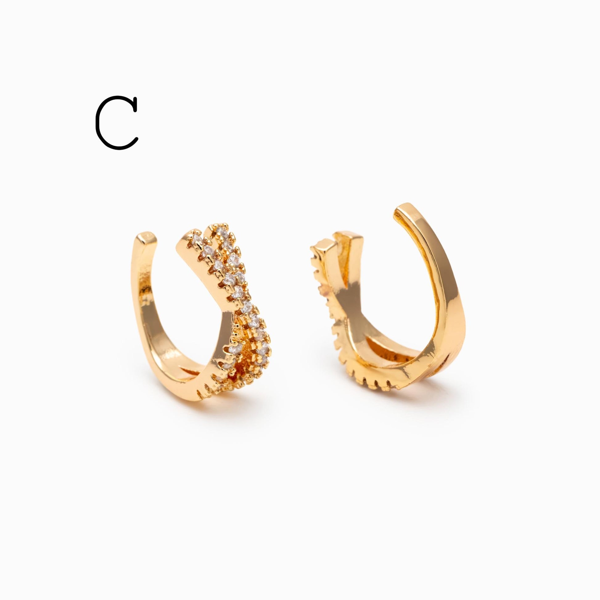 4pcs CZ Pave Gold Ear Cuffs, Dainty Ear Cuff, Delicate Ear Cuff, Ear Cuff No Piercing (GB-1335)