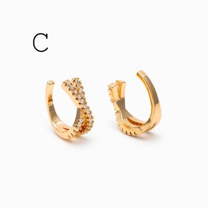 4pcs CZ Pave Gold Ear Cuffs, Dainty Ear Cuff, Delicate Ear Cuff, Ear Cuff No Piercing (GB-1335)