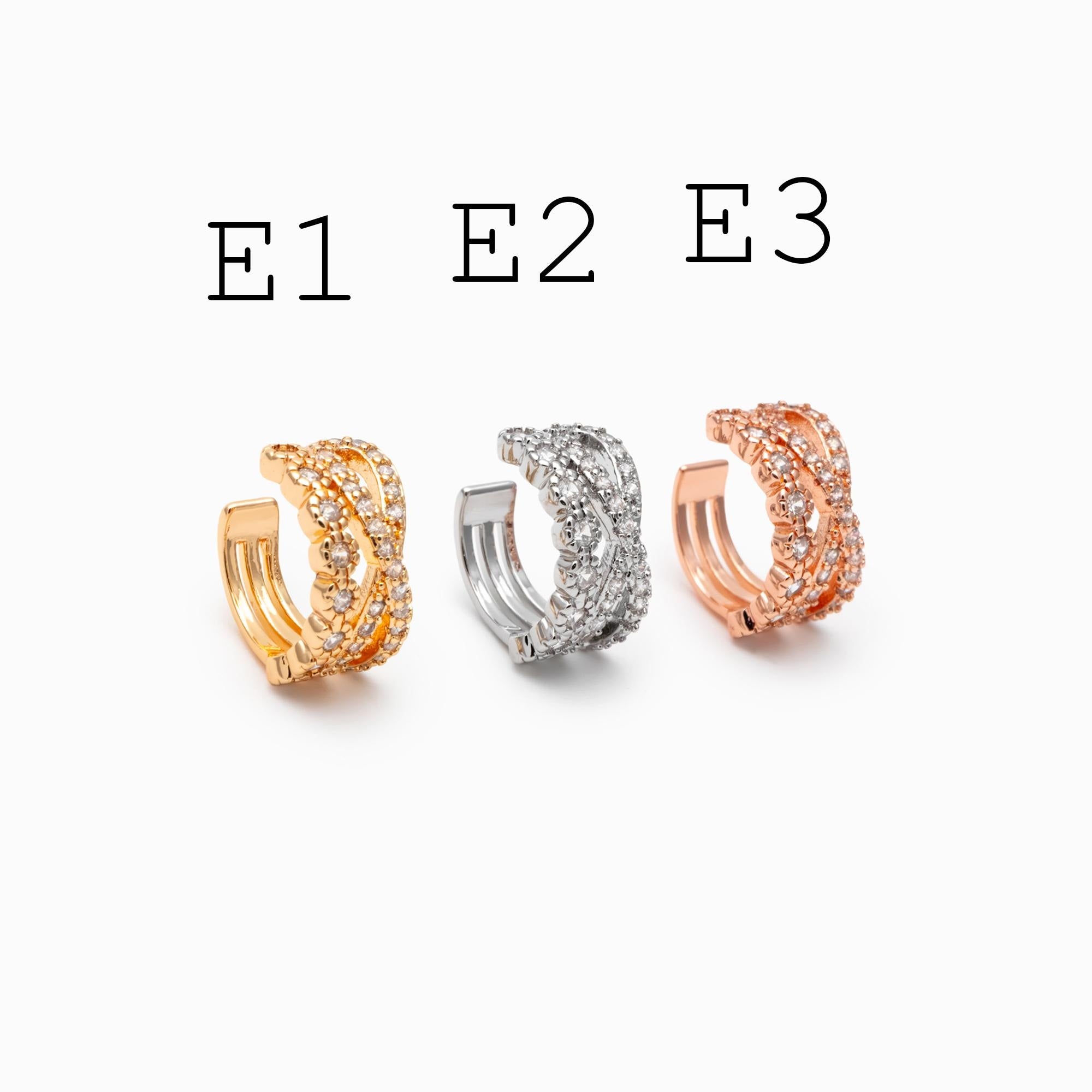 4pcs CZ Pave Gold Ear Cuffs, Dainty Ear Cuff, Delicate Ear Cuff, Ear Cuff No Piercing (GB-1335)