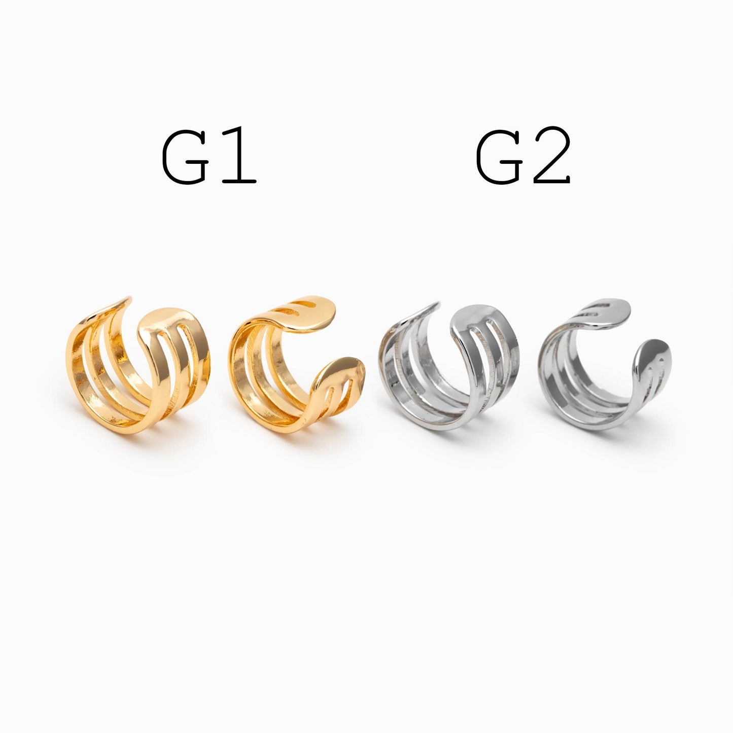 10pcs Gold Ear Cuff, Cartilage, Fake Piercing, Cartilage Ear Cuff, Ear Wrap, Earcuff (GB-2826)